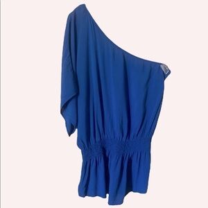 Vintage Y2K royal blue asymmetrical blouse